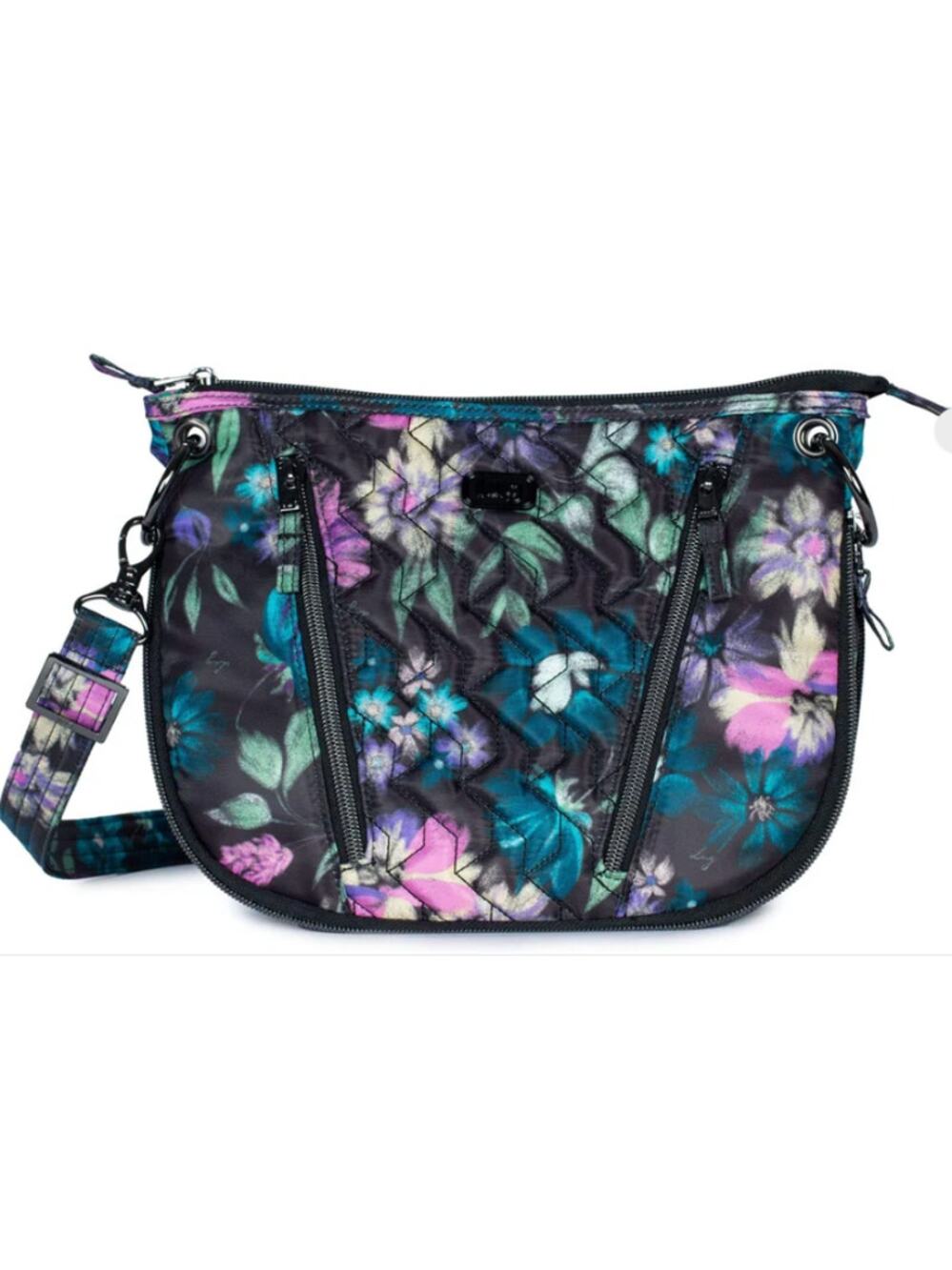 Lug Swivel Small Crossbody Shoulder Bag Bloom Black Floral